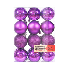Purple Shatterproof Christmas Ornaments 3cm 24 pcs