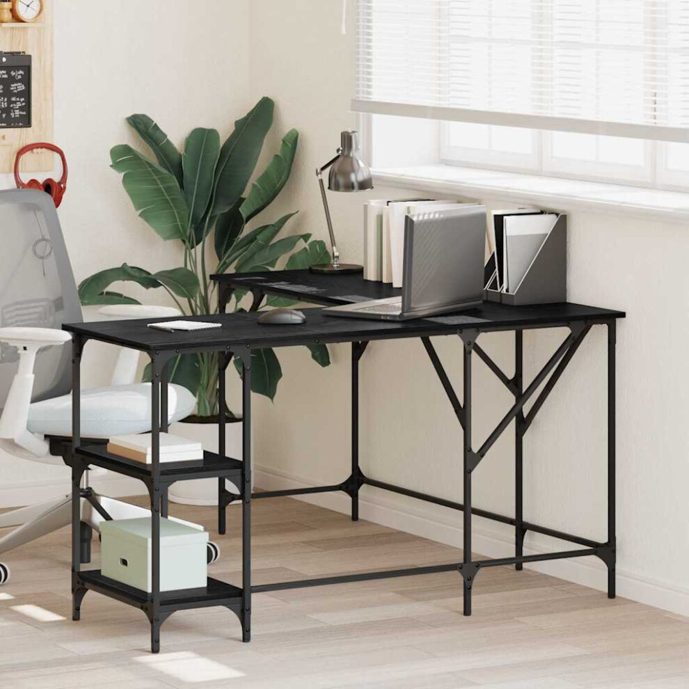 Vidaxl Desk Oak 139 X 139 X 75 Cm Engineered Wood Black