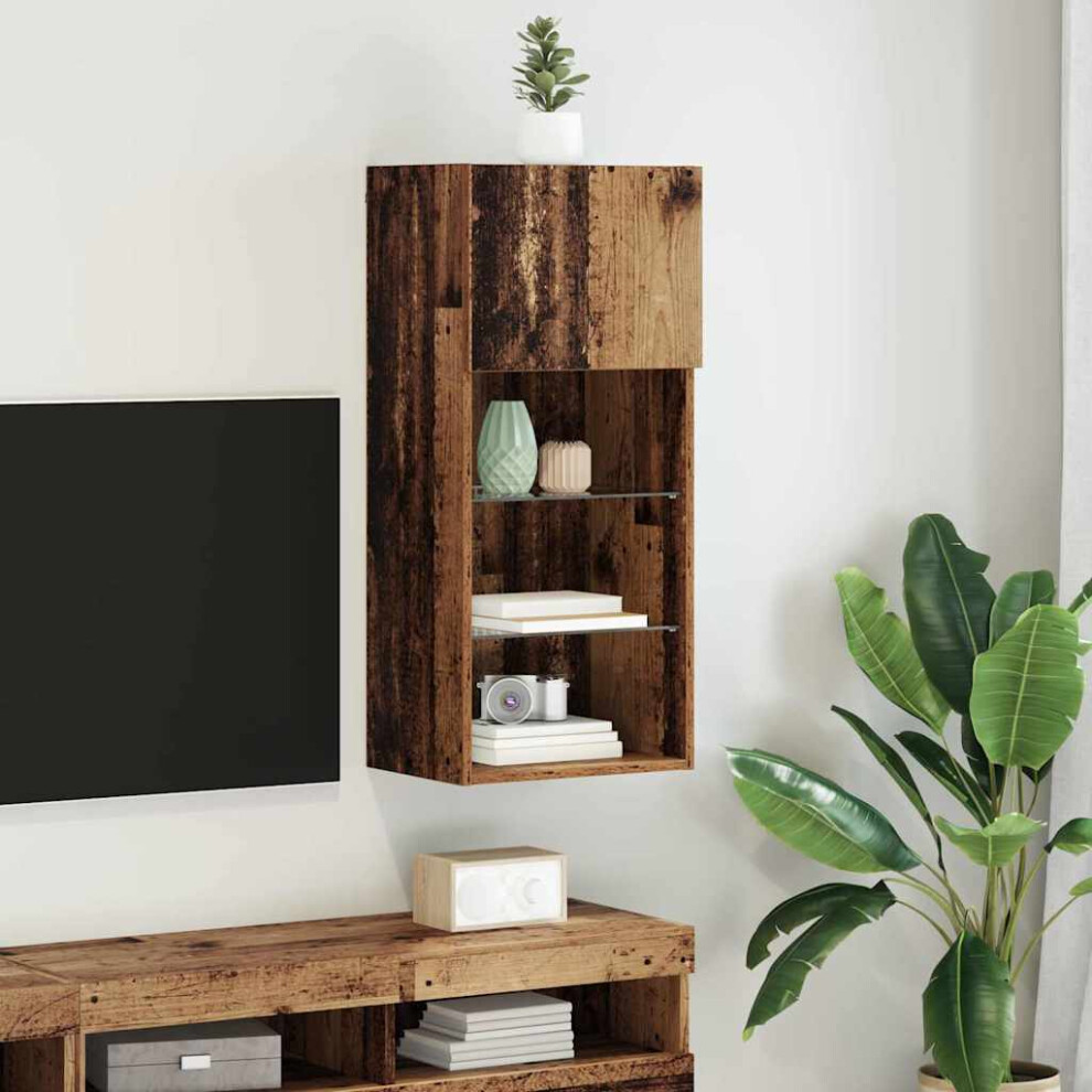 VIDAXL Old Wood Wide Wall Mounted LED TV Unit - Brown - 200 x 90 x 40cm - Image 3