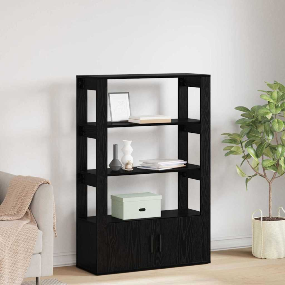 Vidaxl Sideboard Black Oak 30 X 80 X 119.5 Cm Engineered Wood