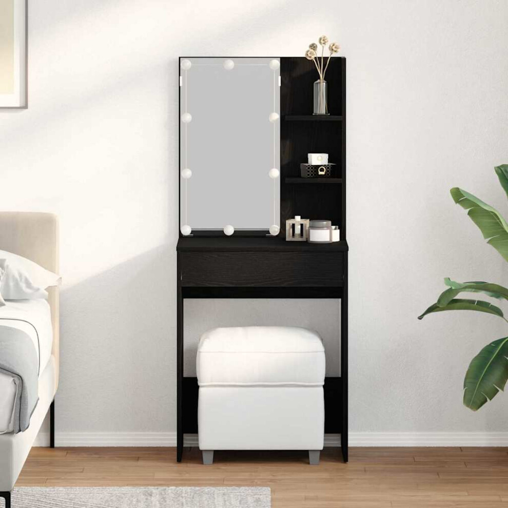 Vidaxl Dressing Table Black Oak 60 X 40 X 140 Cm Engineered Wood