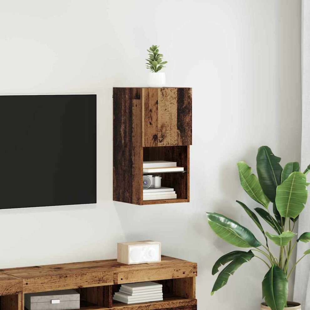 Vidaxl Wall-Mounted Tv Cabinet With Led Old Wood 30.5 X 30 X 60 Cm