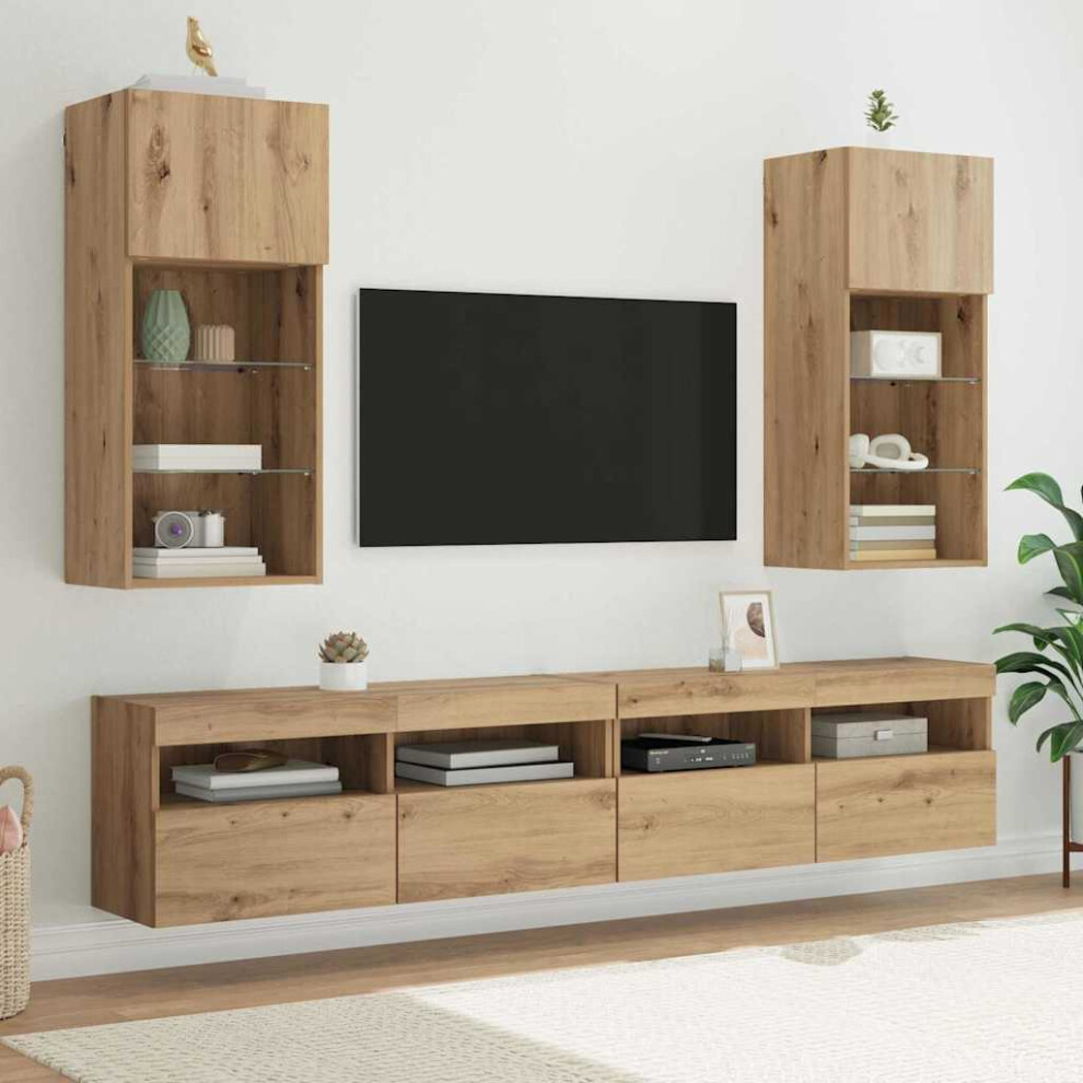 Vidaxl Wall-Mounted Tv Cabinets 2 Pcs Artisan Oak Engineered Wood - Brown, Brown - Image 3