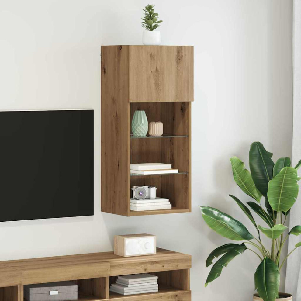 Vidaxl Wall-Mounted Tv Cabinet With Led Artisan Oak 40.5 X 30 X 90 Cm