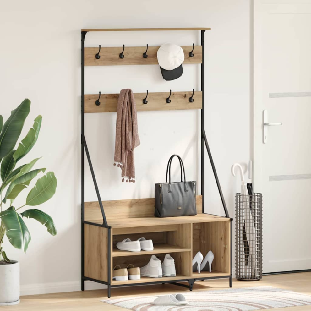 Vidaxl Clothes Rack Artisan Oak 100 X 41 X 184 Cm Engineered Wood 8721288923660