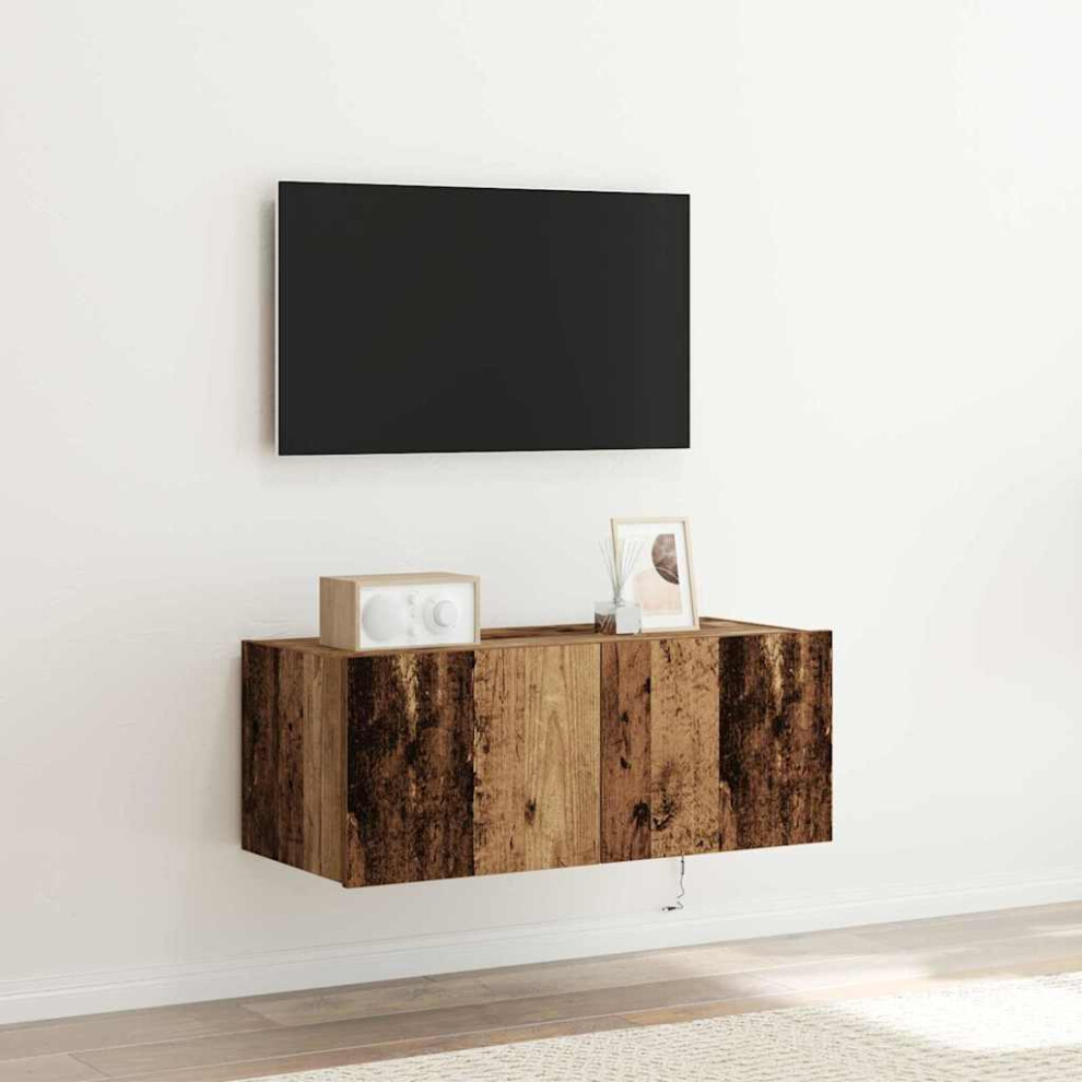 Vidaxl Tv Wall Cabinet Old Wood 80 X 35 X 31 Cm Engineered Wood