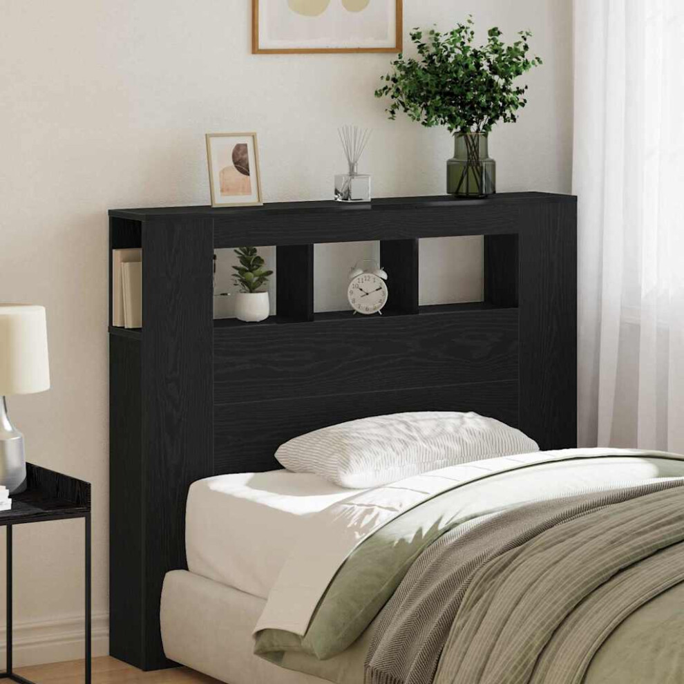 Vidaxl Led Headboard Black Oak 120 X 18.5 X 103.5 Cm Engineered Wood