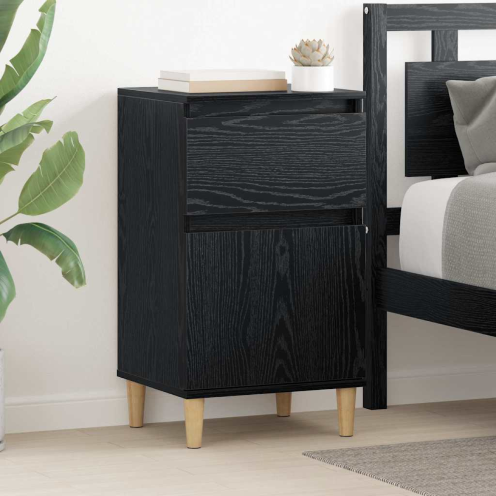 Vidaxl Bedside Cabinet Black Oak 40 X 35 X 70 Cm Engineered Wood
