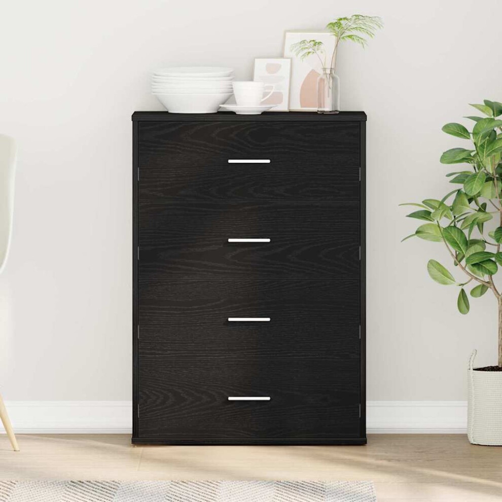Vidaxl Sideboard With Drawer Oak 60 X 31 X 84 Cm Engineered Wood Black