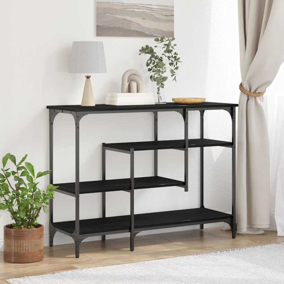 Vidaxl Console Table With Shelf Oak 100 X 35 X 75 Cm Black