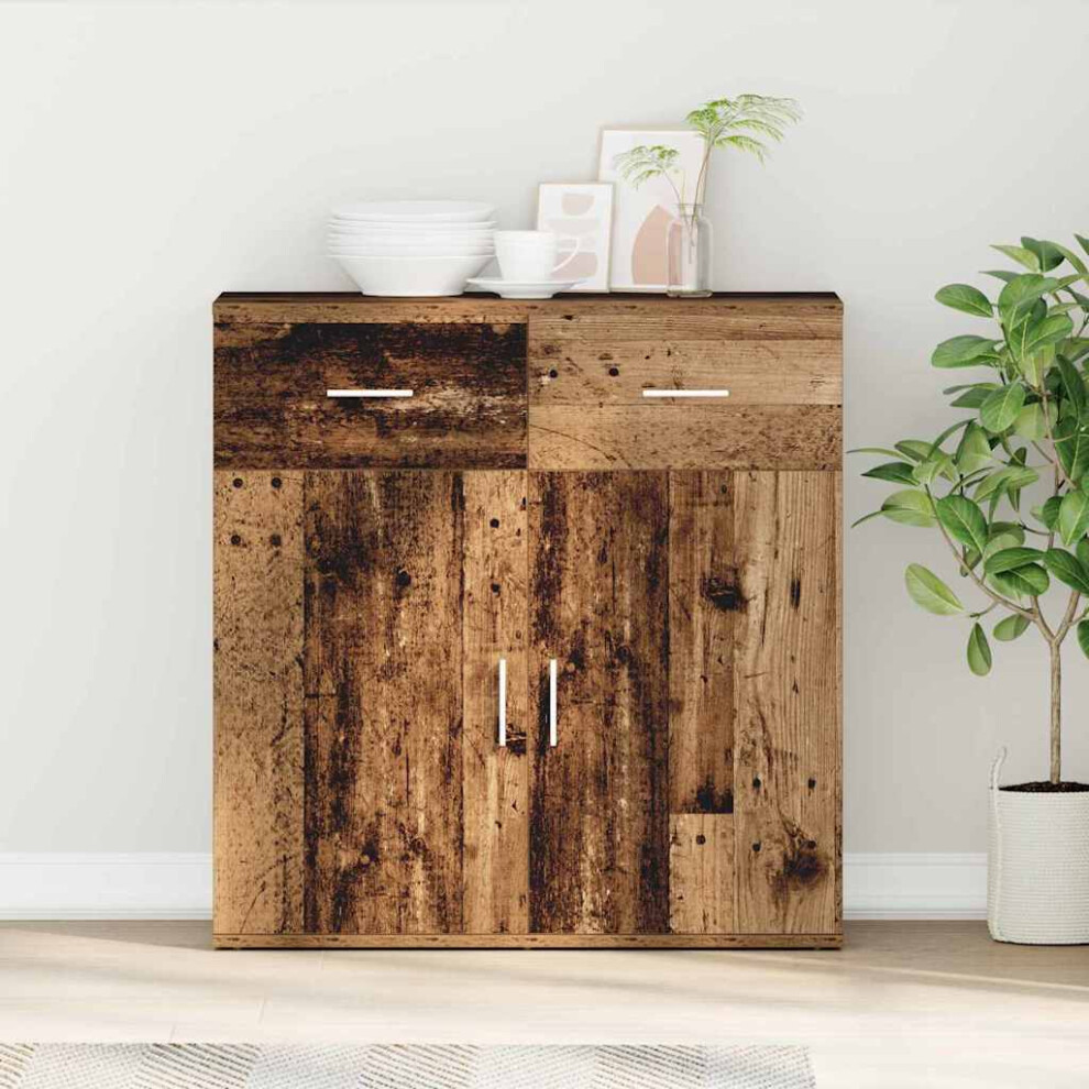 Vidaxl Sideboard With Drawer Old Wood 78 X 38 X 80 Cm Engineered Wood