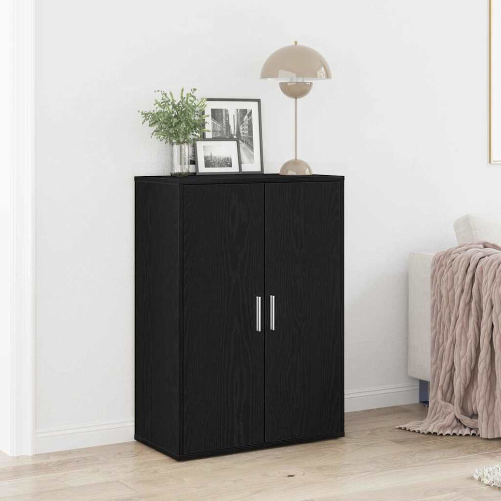 Vidaxl Sideboard Oak 60 X 31 X 84 Cm Engineered Wood Black