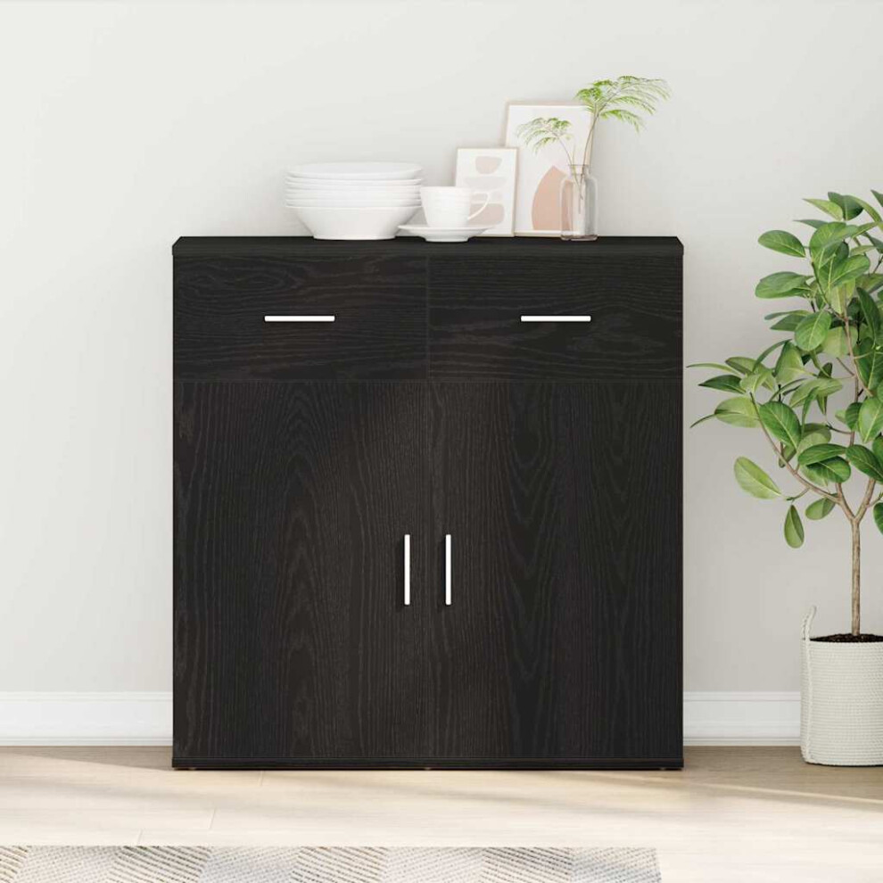 Vidaxl Sideboard With Drawer Oak 78 X 38 X 80 Cm Engineered Wood Black