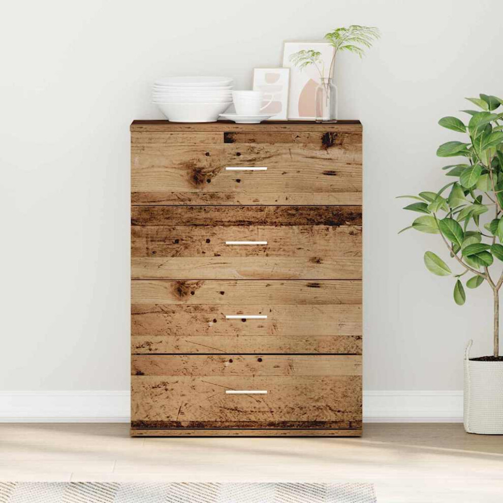 Vidaxl Sideboard With Drawer Old Wood 60 X 39 X 80 Cm Engineered Wood