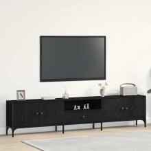 vidaXL TV Cabinet Black oak 200 x 25 x 44 cm Engineered wood