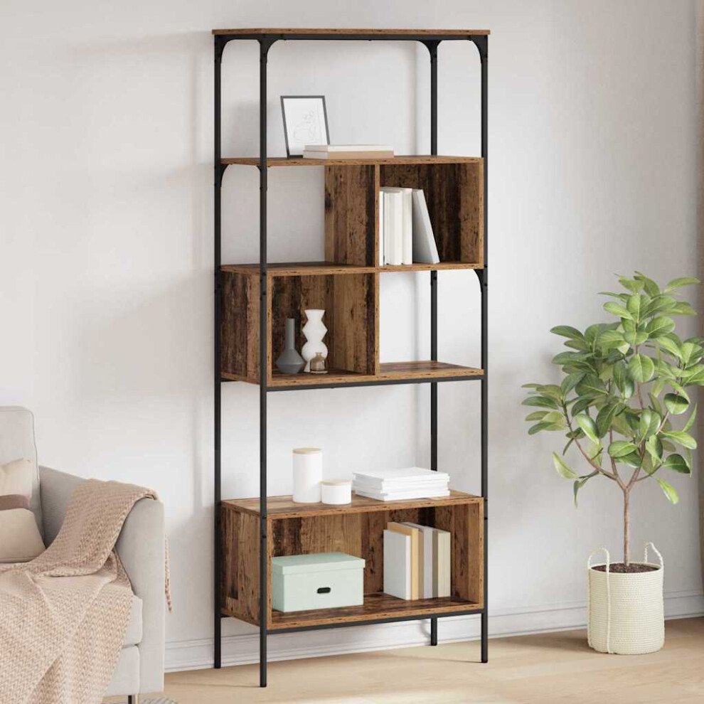 Vidaxl Bookcase Old Wood 76 X 33 X 188.5 Cm Engineered Wood