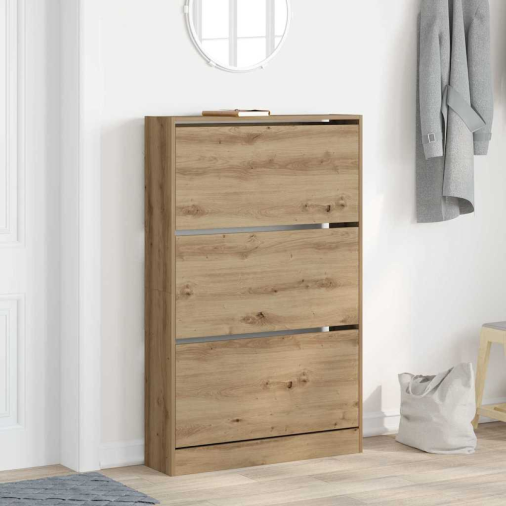 VIDAXL Shoe Cabinet in Artisan Oak Engineered Wood 80 x 21 x 125.5 cm - Image 2