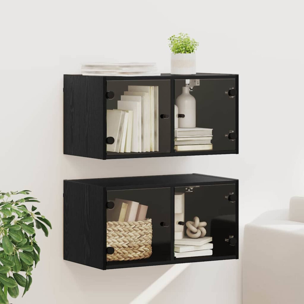 vidaXL Wall Cabinet - Black Oak - 35 x 68 x 37cm - Set of 2 - Image 2