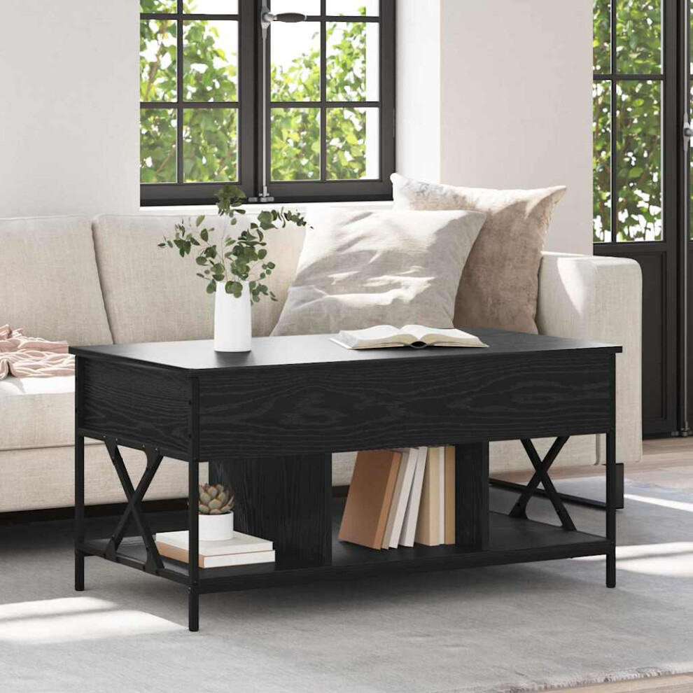 Vidaxl Coffee Table Black Oak 100 X 55 X 48.5 Cm Engineered Wood