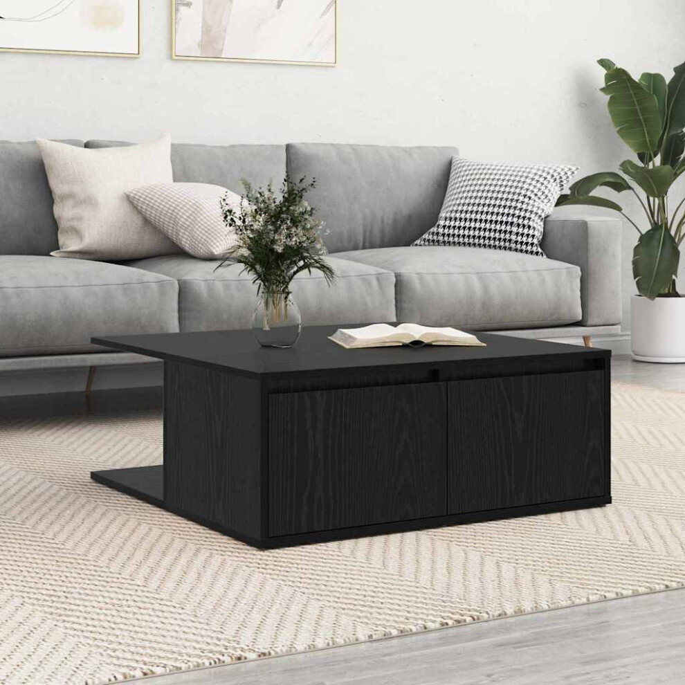 Vidaxl Coffee Table Black Oak 80 X 80 X 31 Cm Engineered Wood