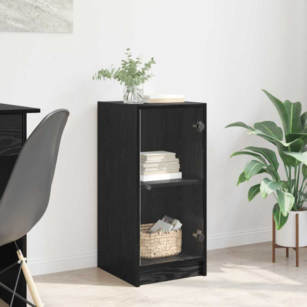 Vidaxl Sideboard Oak 35 X 37 X 76 Cm Engineered Wood Black