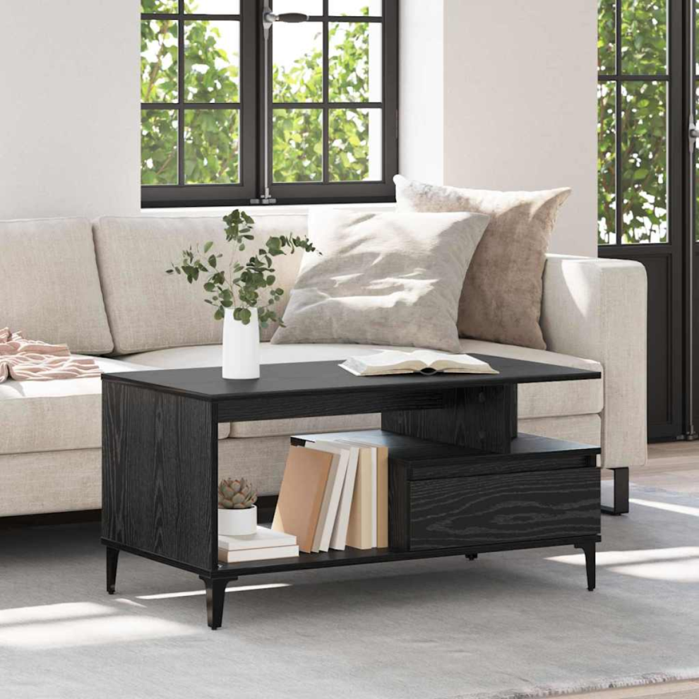 Vidaxl Coffee Table Black Oak 90 X 49 X 45 Cm Engineered Wood Black,Brown