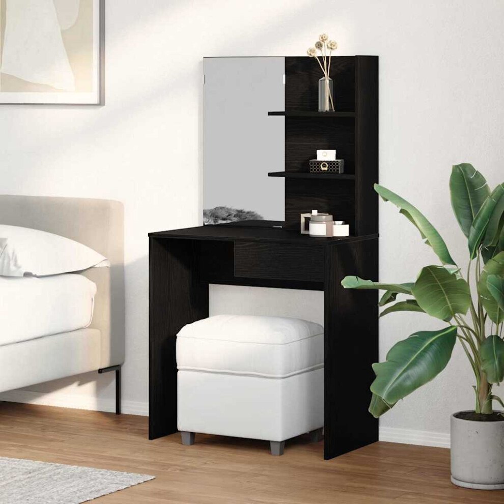 Vidaxl Dressing Table Oak 74.5 X 40 X 141 Cm Engineered Wood Black