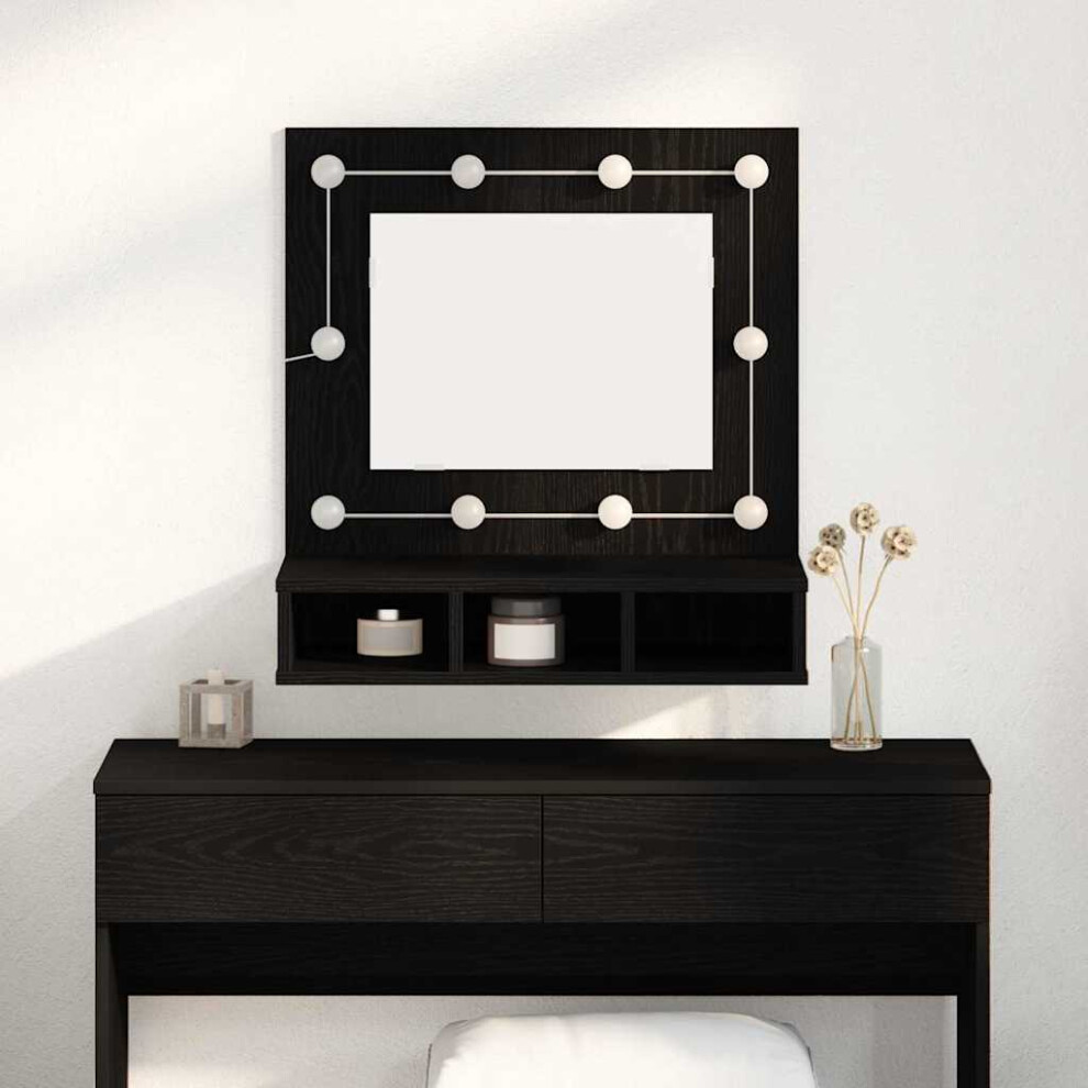 Vidaxl Mirror Cabinet Oak 60 X 31.5 X 62 Cm Engineered Wood Black