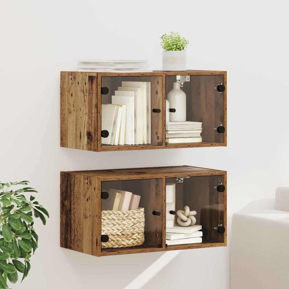 Vidaxl Wall Cabinets 2 Pcs Old Wood 68 X 37 X 35 Cm Engineered Wood