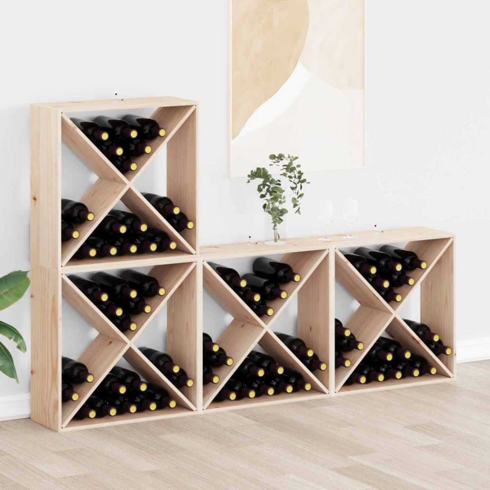 Vidaxl Wine Rack 4 Pcs Natural 62 X 25 X 62 Cm Solid Pine Wood