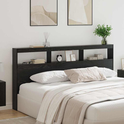 VidaXL vidaXL Headboard Black Oak 200 x 17 x 102 cm Engineered Wood