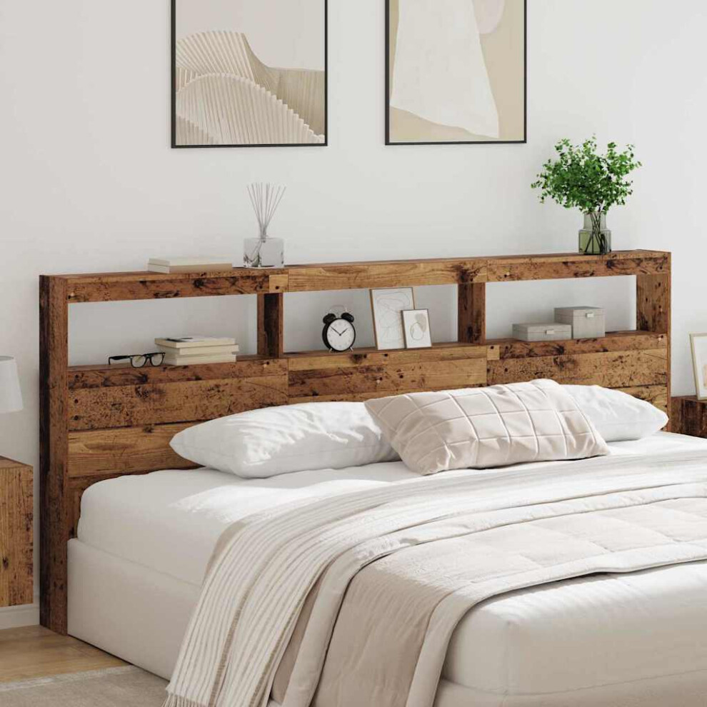 Vidaxl Headboard With Shelf Old Wood 220 X 17 X 102 Cm Engineered Wood