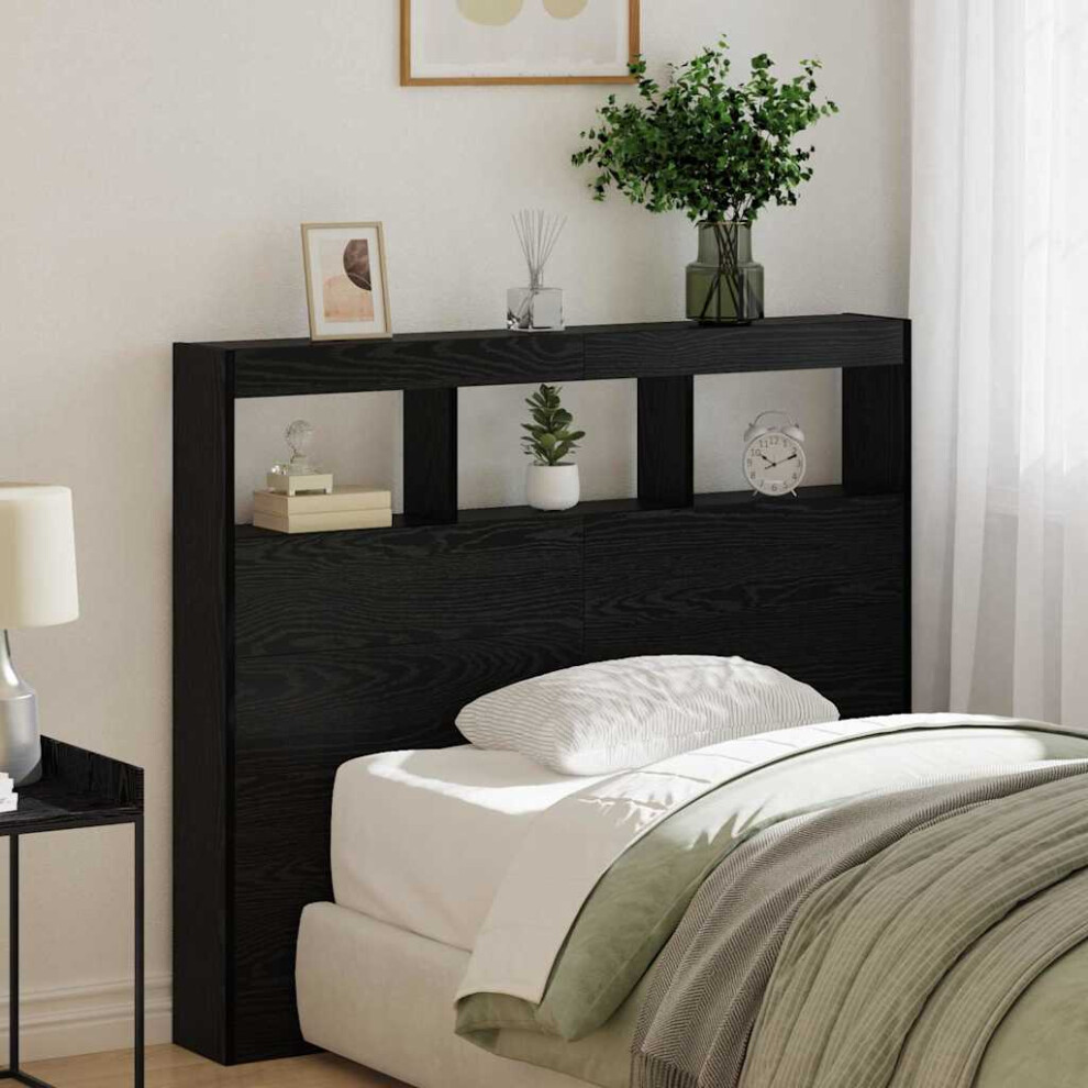 Vidaxl Headboard Oak 120 X 17 X 102 Cm Engineered Wood Black
