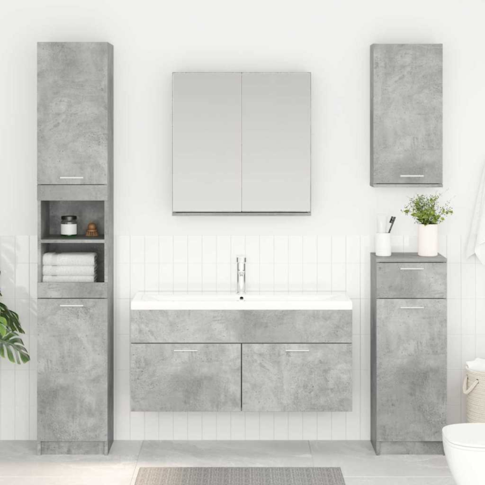 Vidaxl Sink Cabinet With Storage Concrete Engineered Wood Grey