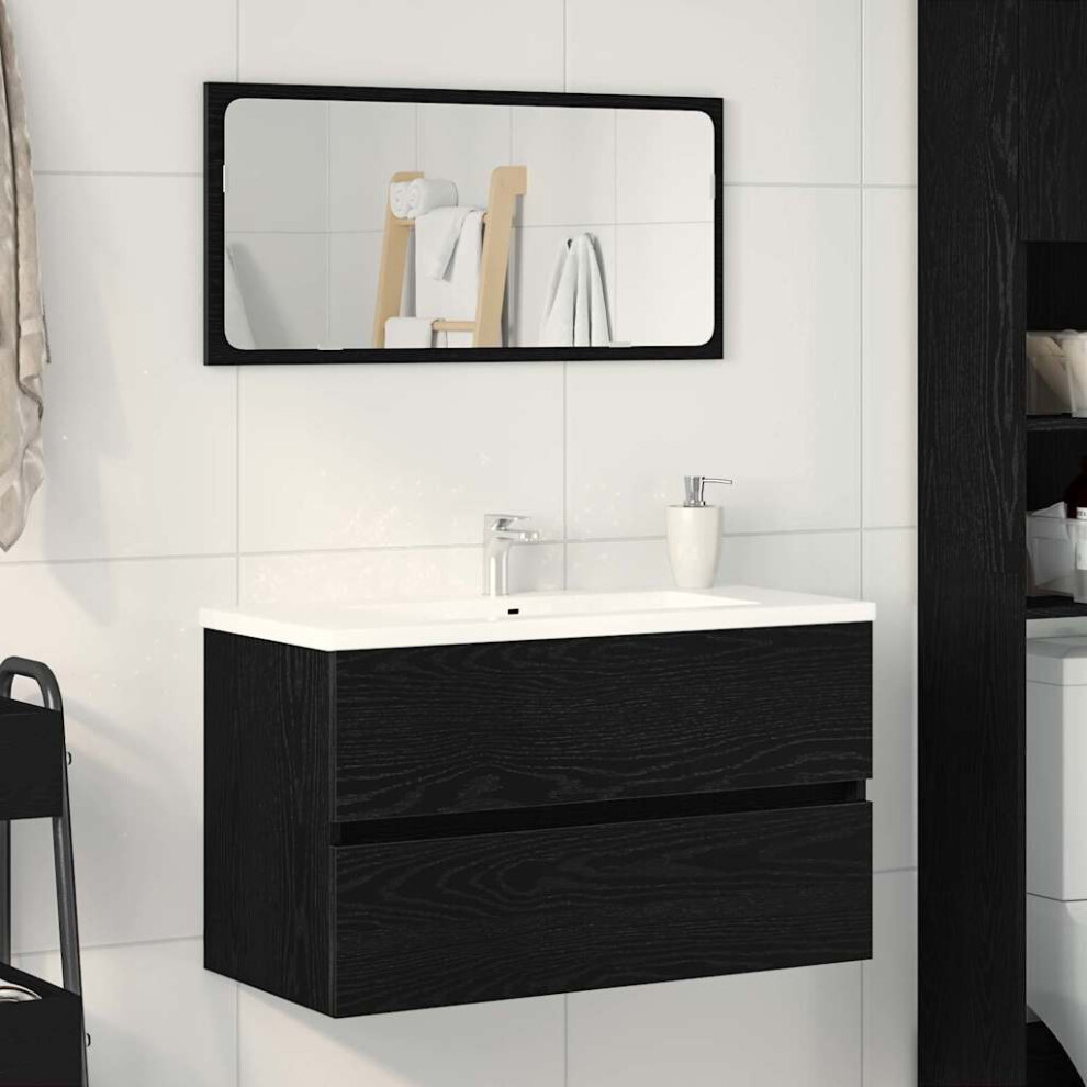 Vidaxl Bathroom Sink Cabinet With Drawer Oak 80 X 38.5 X 45 Cm Black