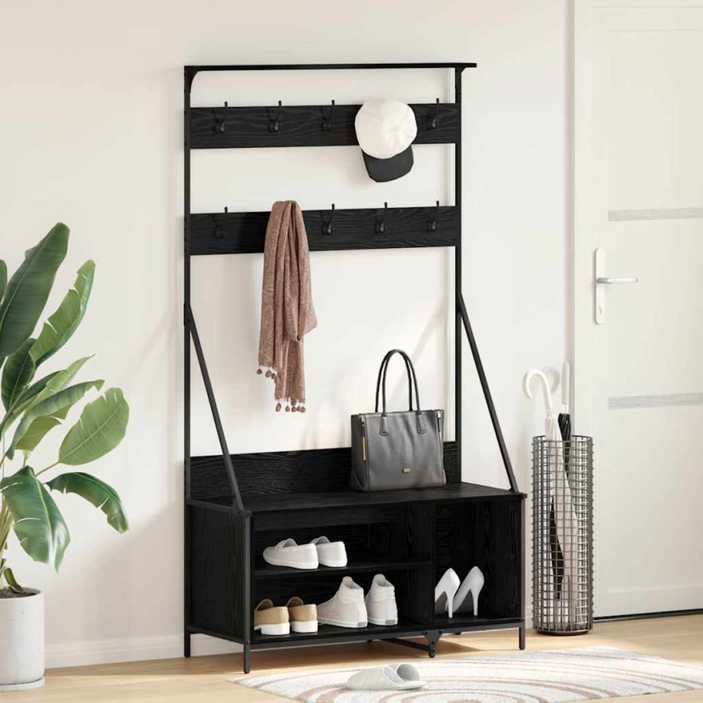 Vidaxl Clothes Rack Black Oak 100 X 41 X 184 Cm Engineered Wood