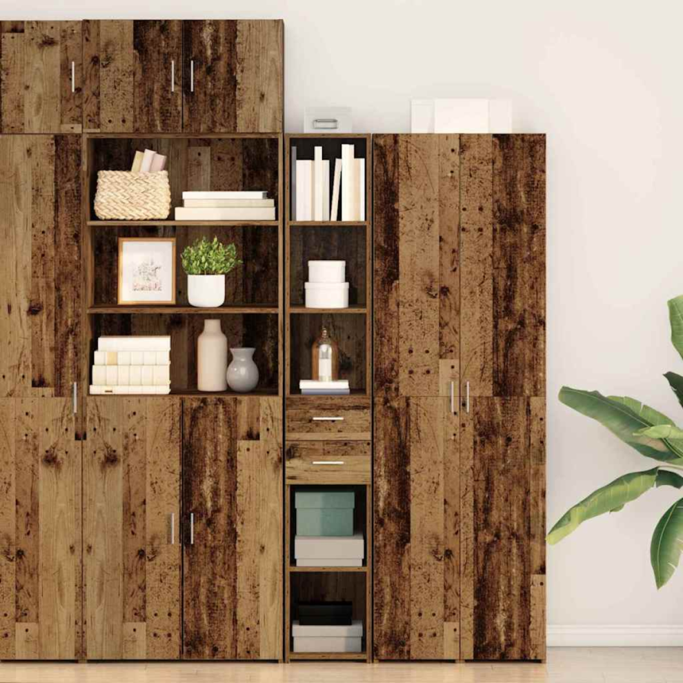 Vidaxl Bookcase With Drawer Old Wood 30 X 42.4 X 185.2 Cm
