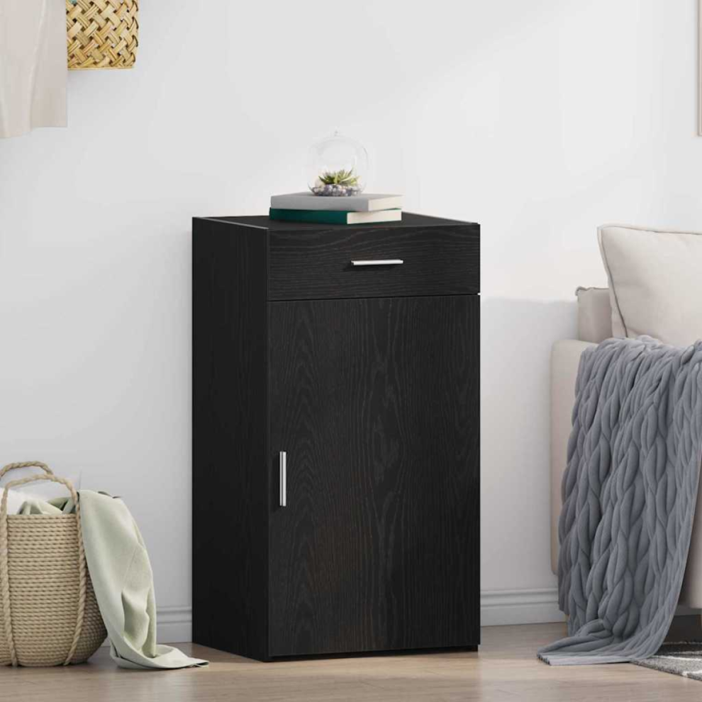 Vidaxl Sideboard With Drawer Oak 50 X 42.5 X 93 Cm Black