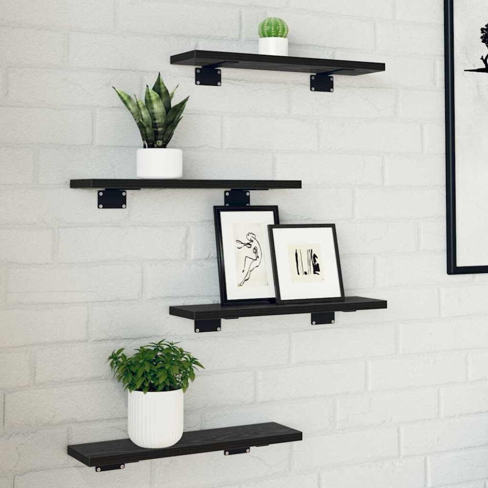 Vidaxl Bookshelf Board 4 Pcs Black 40 X 10 X 1.5 Cm Engineered Wood