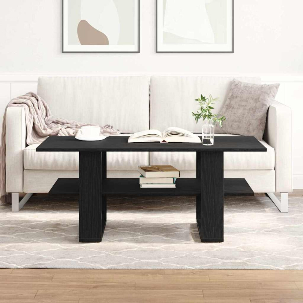 Vidaxl Coffee Table Black Oak 102 X 55 X 42 Cm Engineered Wood