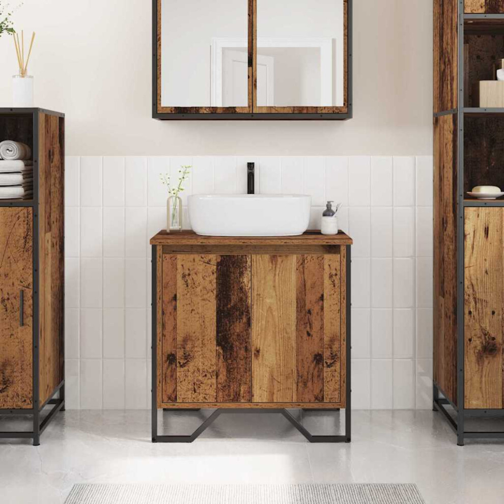 Vidaxl Bathroom Sink Cabinet Old Wood 60 X 35 X 60 Cm Engineered Wood