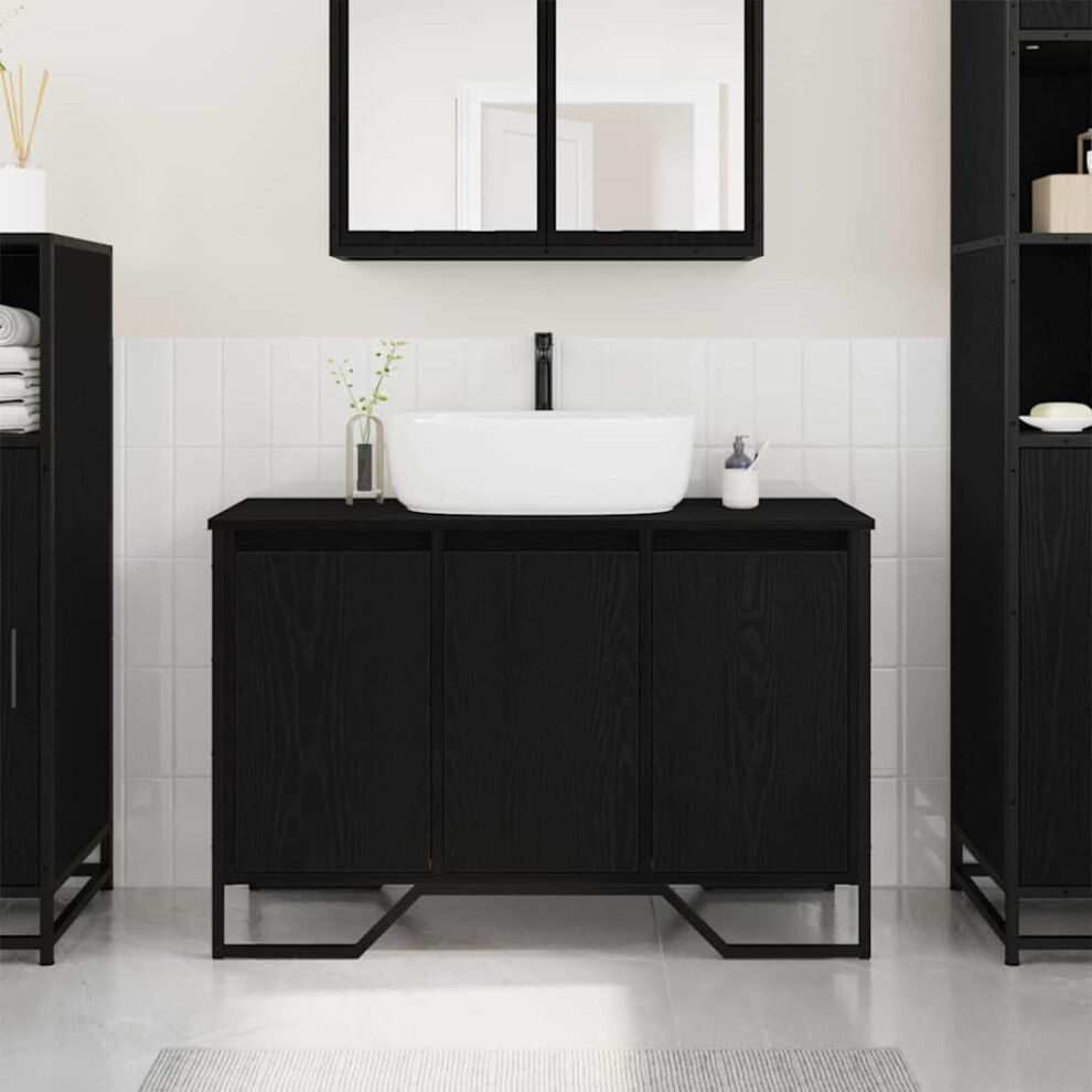 Vidaxl Sink Cabinet Other Oak 91 X 35 X 60 Cm Engineered Wood Black