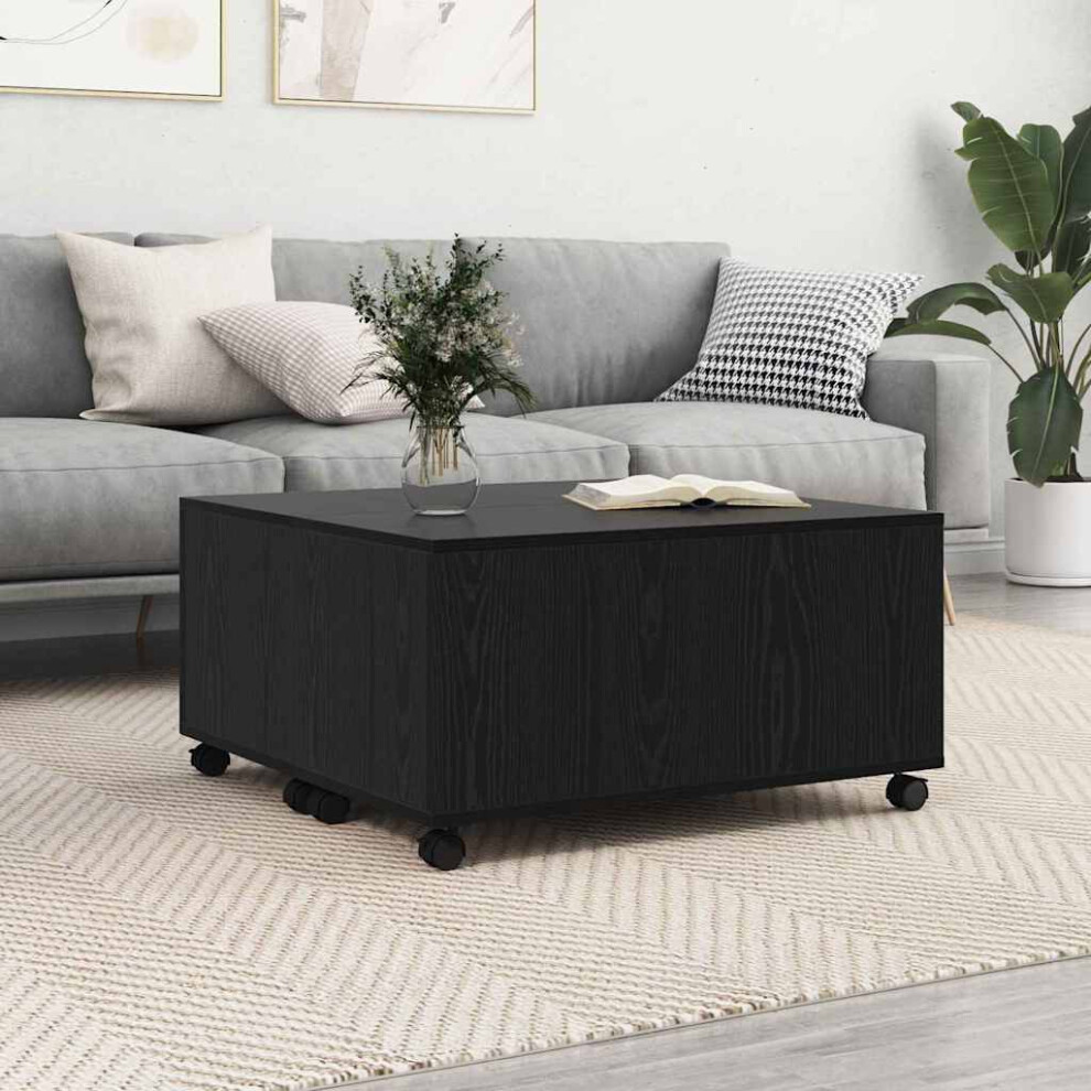 Vidaxl Coffee Table Black Oak 75 X 75 X 38 Cm Engineered Wood