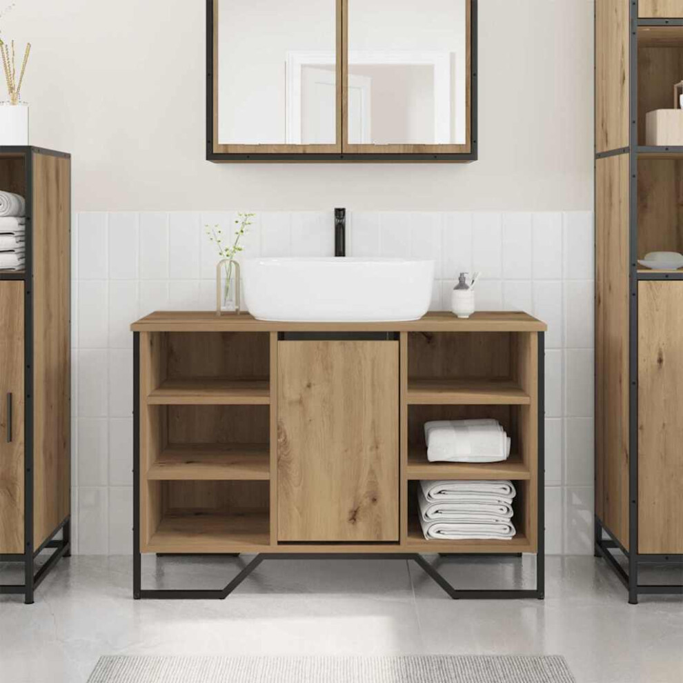 Vidaxl Bathroom Sink Cabinet With Shelf Artisan Oak 91 X 35 X 60 Cm