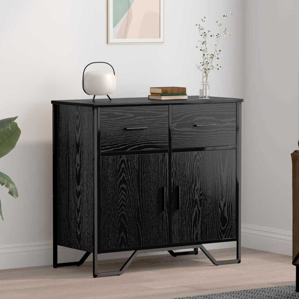 Vidaxl Sideboard With Drawer Oak 79.5 X 35.5 X 74.5 Cm Black