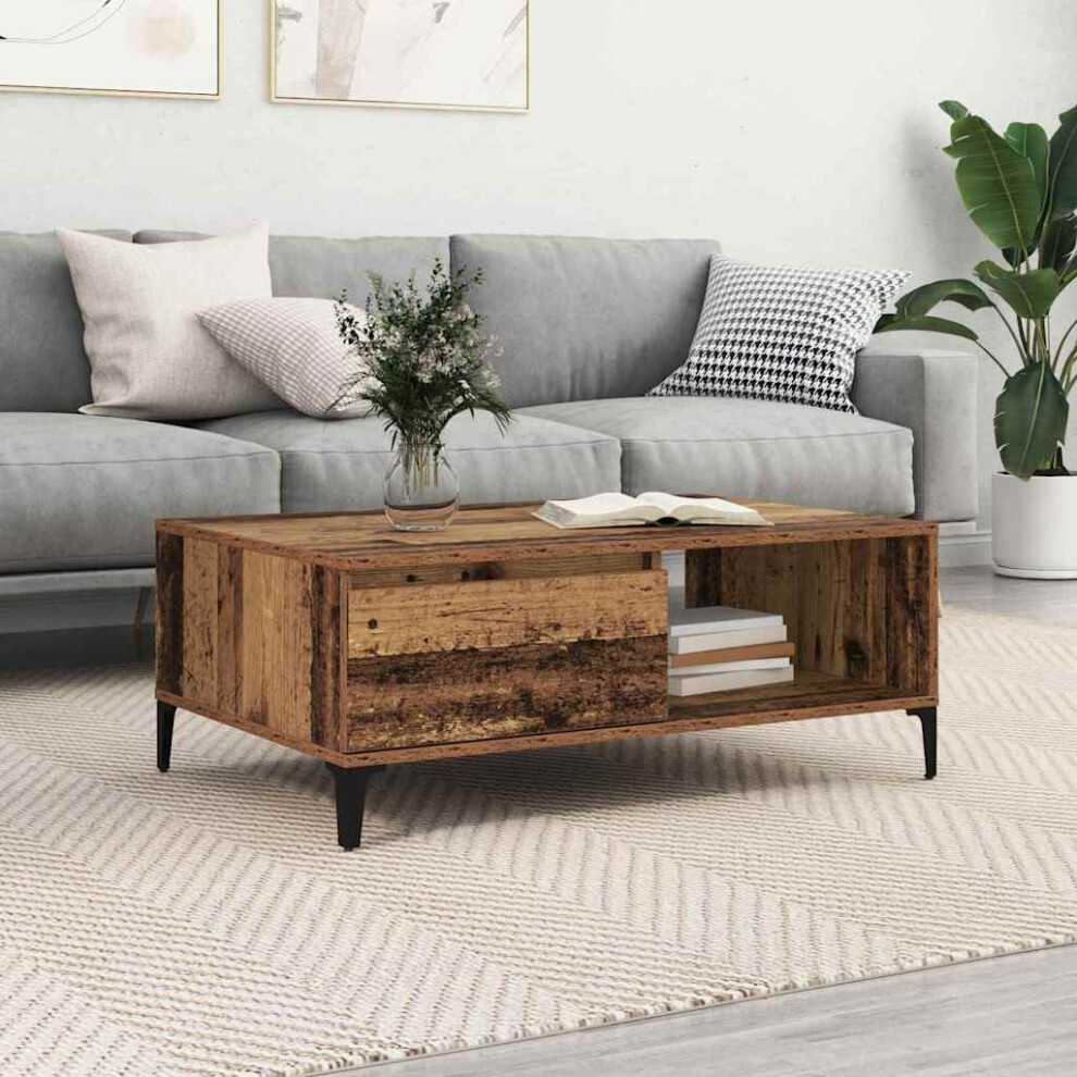 Vidaxl Coffee Table Old Wood 90 X 60 X 35 Cm Engineered Wood Brown