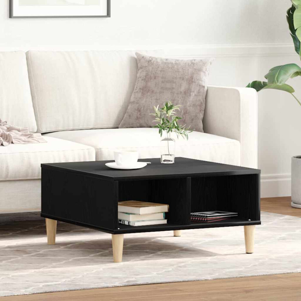Vidaxl Coffee Table Black Oak 60 X 60 X 30 Cm Engineered Wood