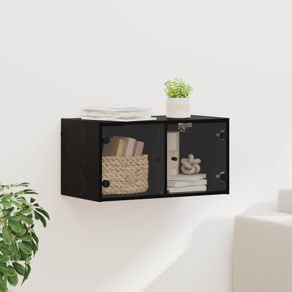 Vidaxl Wall Cabinet Black Oak 68 X 37 X 35 Cm Engineered Wood