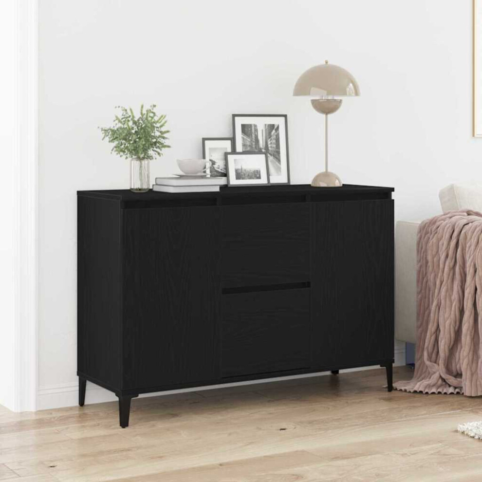 Vidaxl Sideboard Black Oak 104 X 35 X 70 Cm Engineered Wood