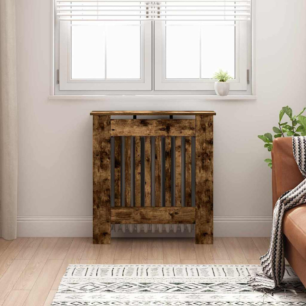 Vidaxl Radiator Cover Smoked Oak 78 X 19 X 81.5 Cm Engineered Wood